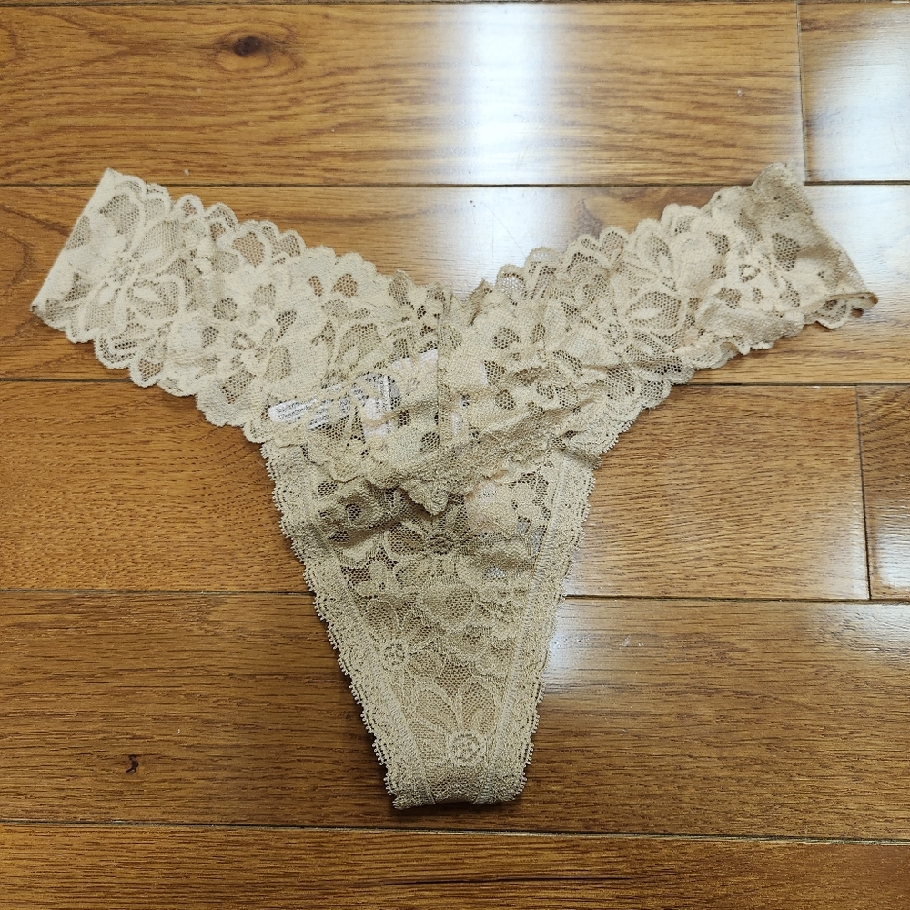 Victoria's Secret Lace Thong in Beige